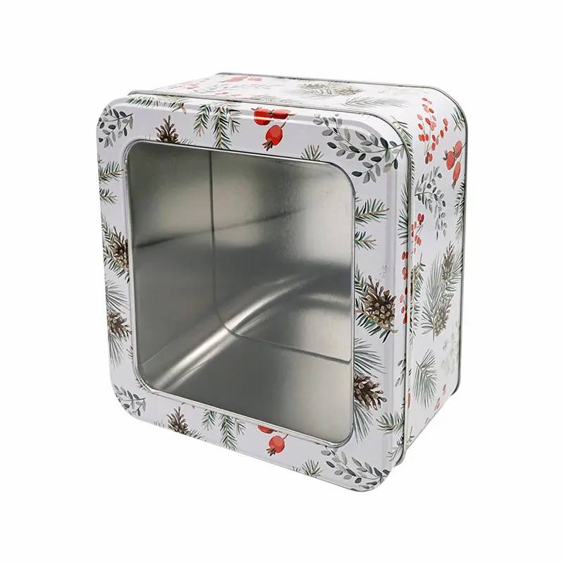 Custom Metal Big Tin Gift Box With PVC Window For Cake Chocolate Gift Candy Biscuit Packaging