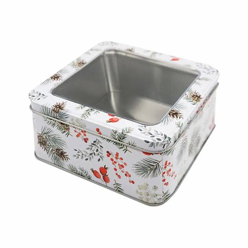 Custom Metal Big Tin Gift Box With PVC Window For Cake Chocolate Gift Candy Biscuit Packaging