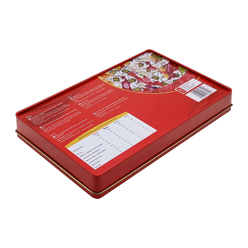 Shiny and Durable Rectangular Red Metal Candy Tin Box for Sweet Treats