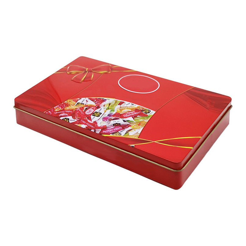 Shiny and Durable Rectangular Red Metal Candy Tin Box for Sweet Treats