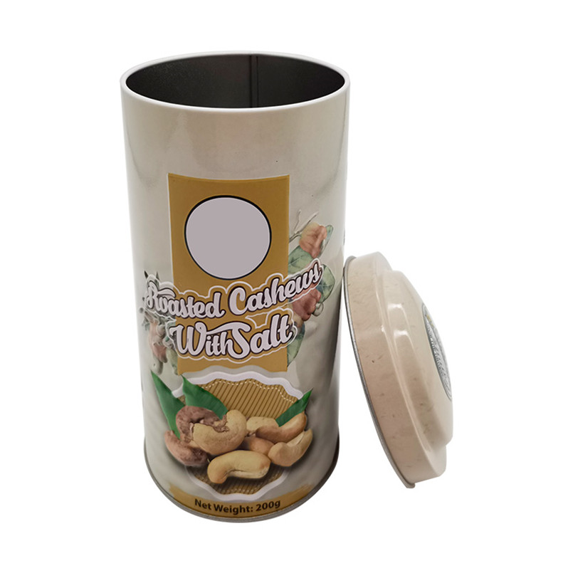 Sustainable Customizable Round Tin Box for Delicious Nuts and Chocolate Treats