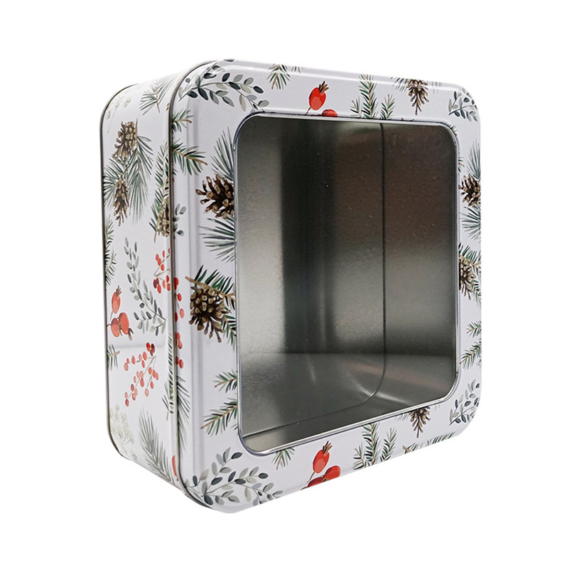 good quality Vibrant Elegant Wholesale CMYK Square Gift Tin Box with Transparent PVC Window wholesale