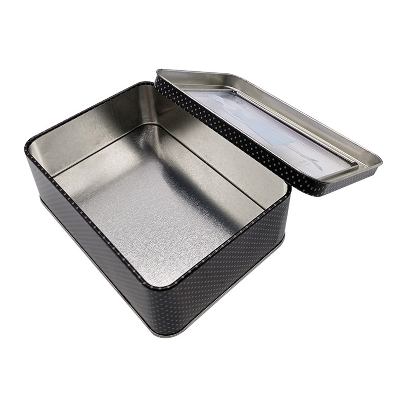 High Quality Recycled Sturdy Printed Square Metal Tin Cans with Window