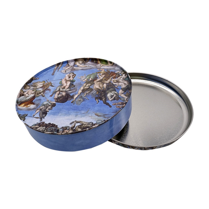 Recycled Food Grade Round Shaped Custom Printed Metal Tin Cookie Box for Cookies