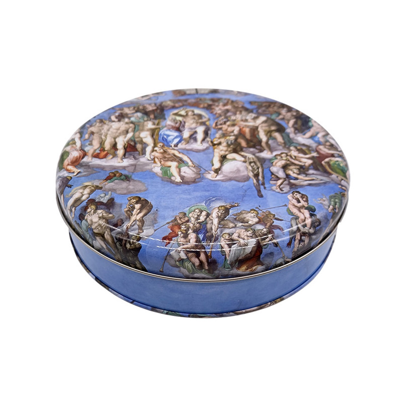 Recycled Food Grade Round Shaped Custom Printed Metal Tin Cookie Box for Cookies