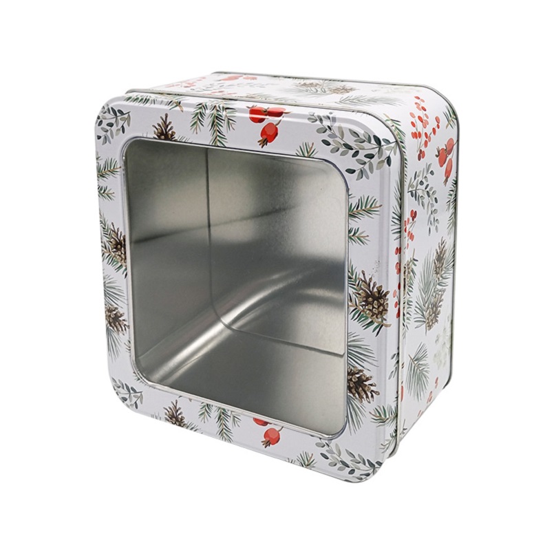 custom Eco-friendly Wholesale Clear Window Large Metal Cookie Tin Box with Lid online