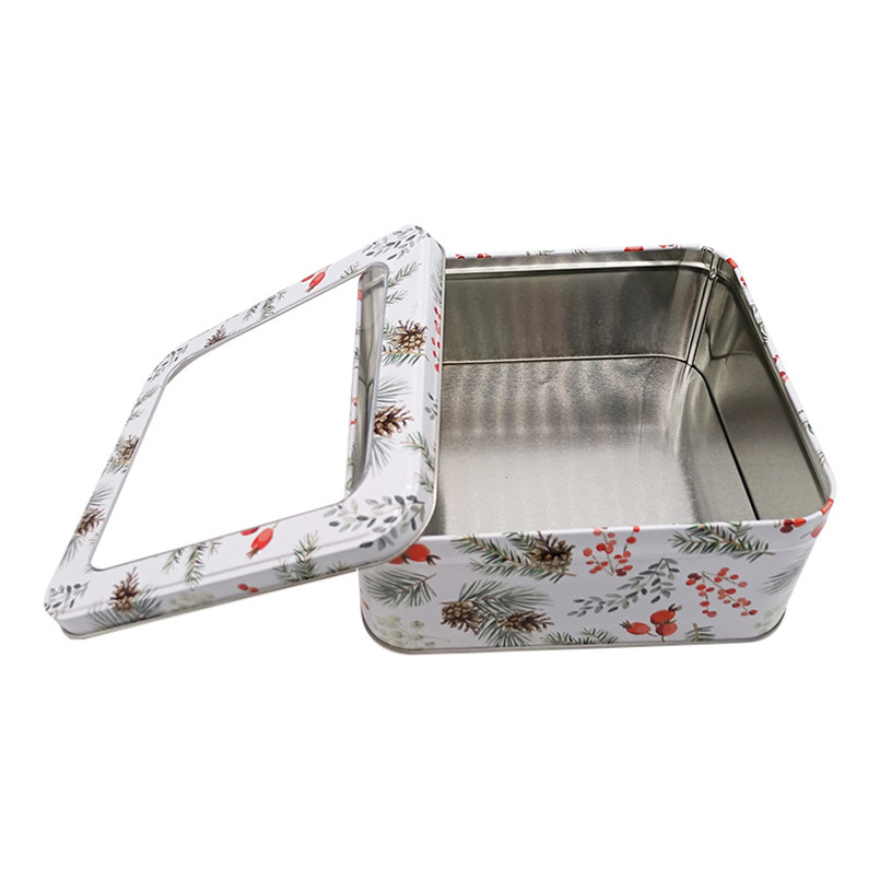 Eco-friendly Wholesale Clear Window Large Metal Cookie Tin Box with Lid