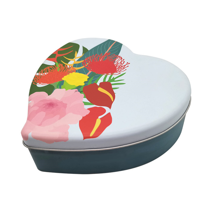 Logo Design Printed Custom Heart Shape Metal Candy Tin Box