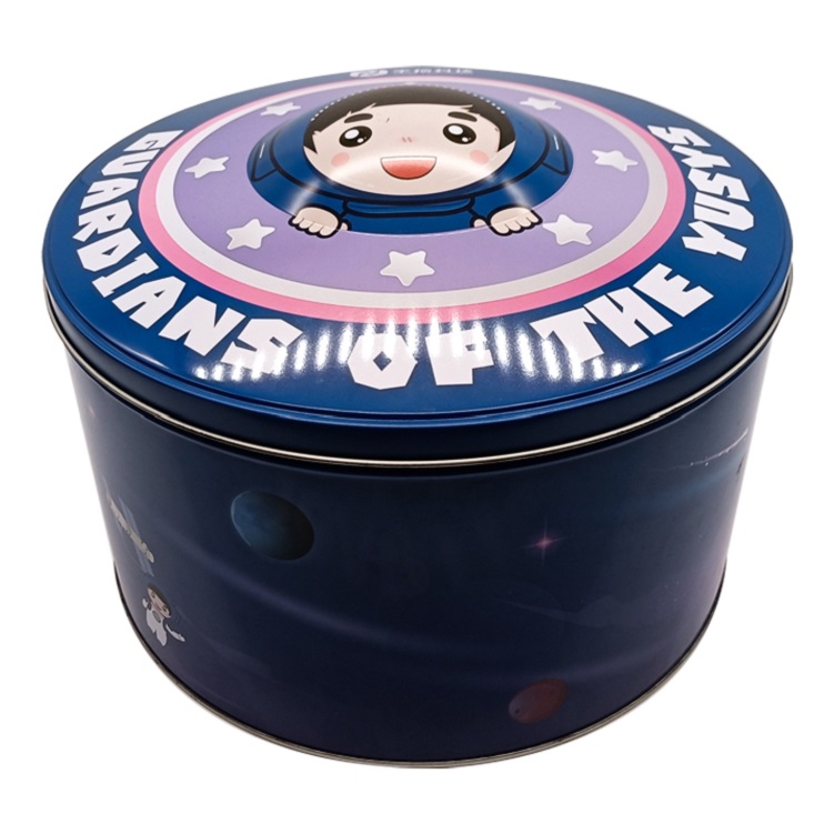 Decorative Design Metallic Round Customised Cookie Tin Packaging