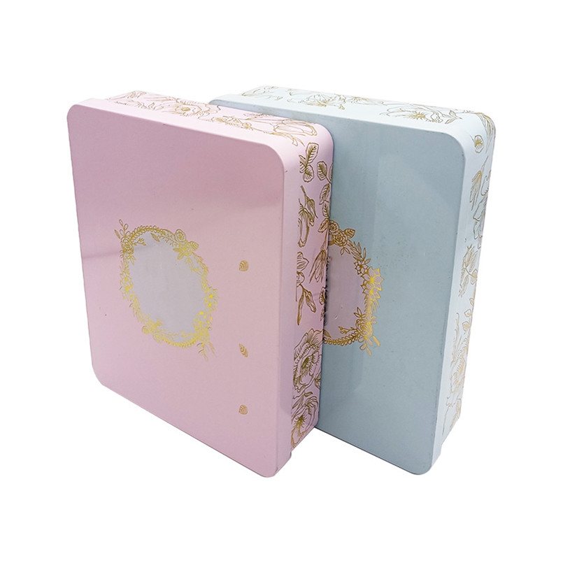 Pink Color Printed Airtight Lid Tinplate Rectangle Custom Cosmetic Tin