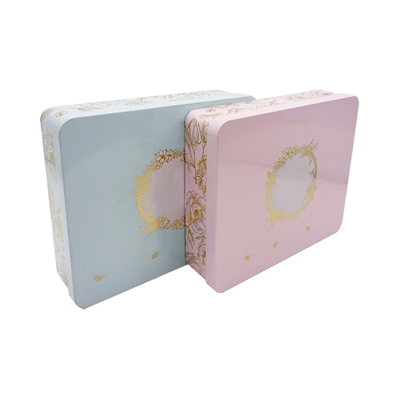 Fashion Security Blue Color Rectangle Shape Customized Cosmetic Tin Box