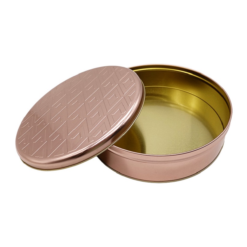 good quality Premium Pattern Printing Round Shape Gold Metal Cookie Tin Gift Box wholesale