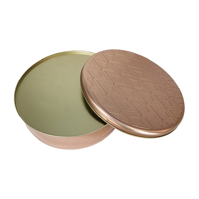 Premium Pattern Printing Round Shape Gold Metal Cookie Tin Gift Box