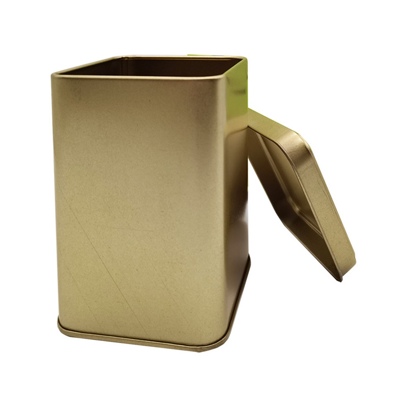 good quality Recyclable High Quality Tinplate Square Luxury Golden Tea Tin wholesale