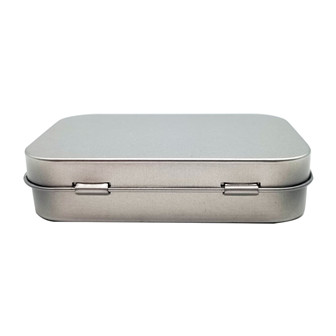 White Silver Plain Hinged Matte Black Rectangular Metal Tin Box