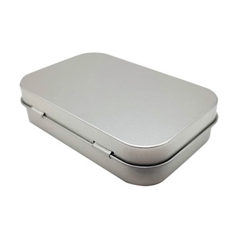 White Silver Plain Hinged Matte Black Rectangular Metal Tin Box