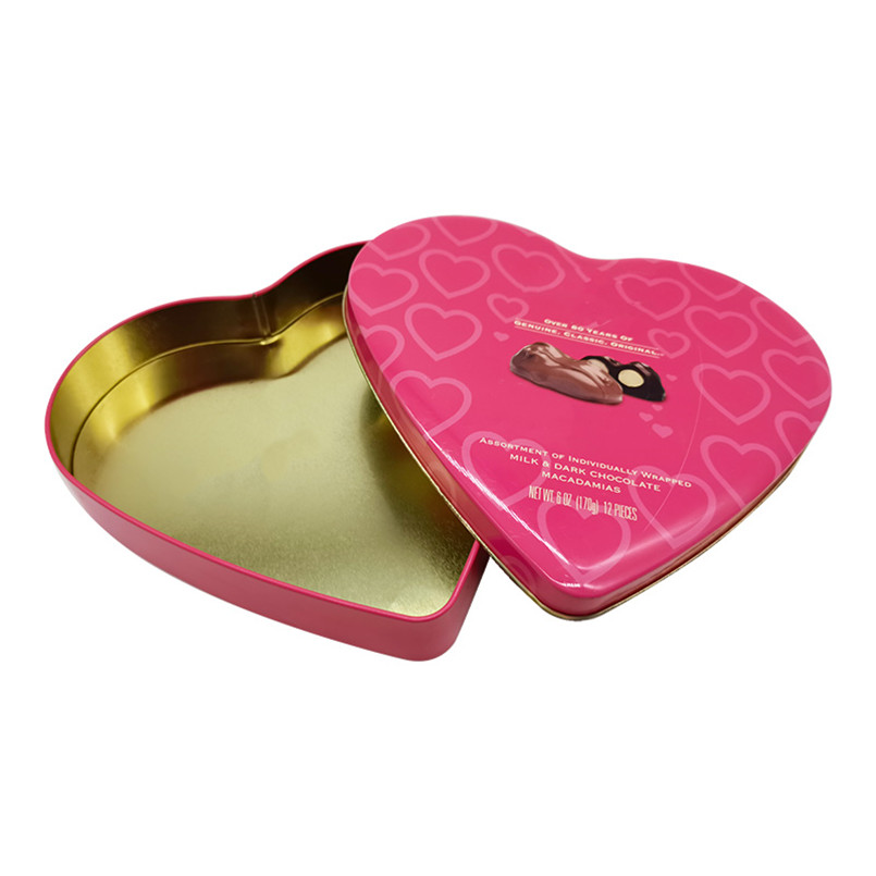 Valentine Decorative Custom Heart Shaped Metal Chocolate Tin Gift Box Packaging