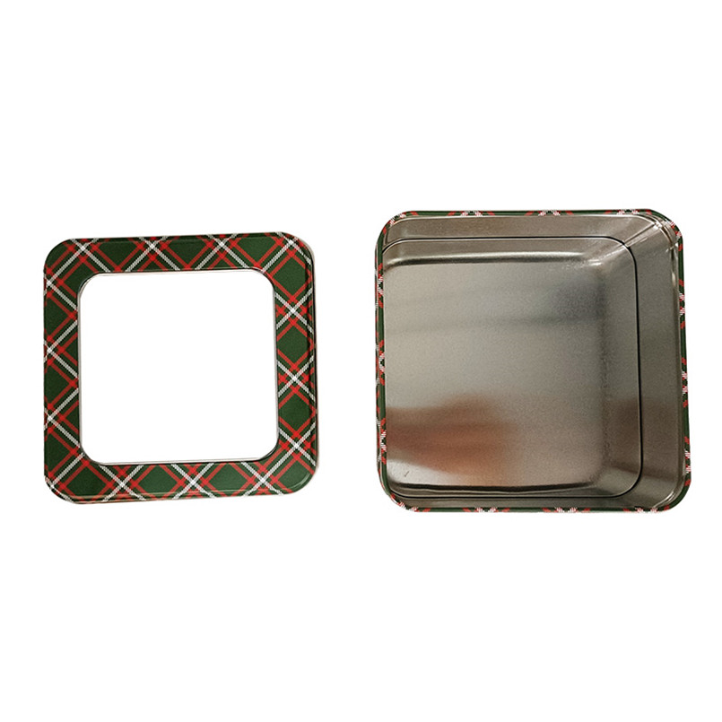 Classic Gift Package Tinplate Strong Sealing Square Tin Cookie Box with Window