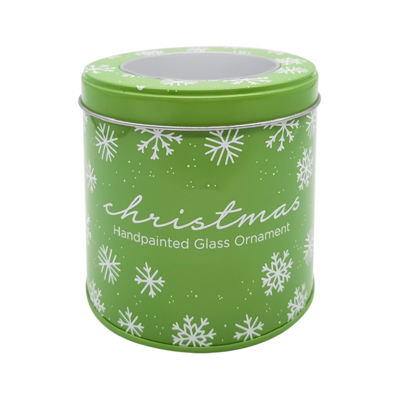 Premium Food Packaging Collection Vintage Round Shaped Green Tea Tin with Window