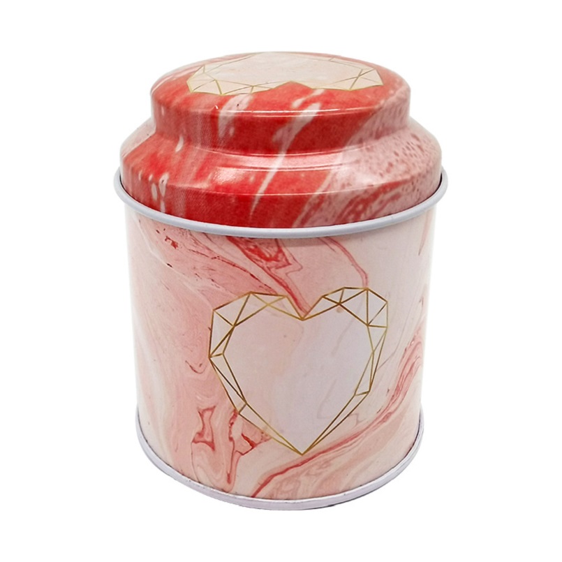 Recyclable Valentines Day Giving Round Cookie Tin Gift Box with Lids