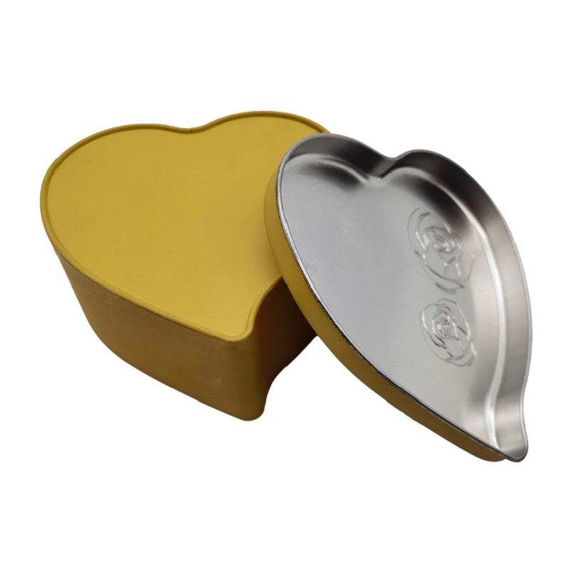 Heart Shaped Gold Color Airtight Small Custom Chocolate Square Storage Tins