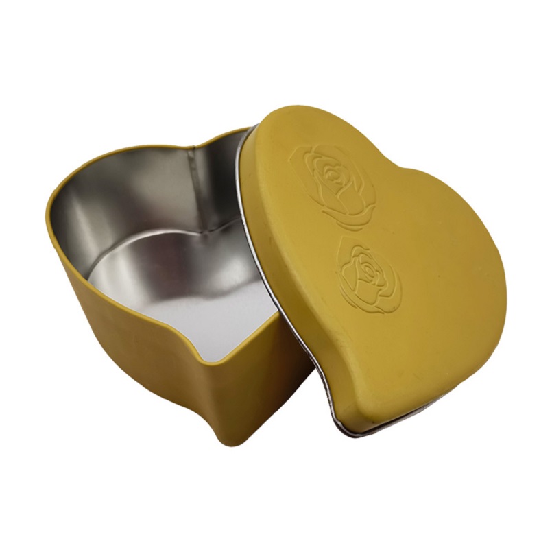 Heart Shaped Gold Color Airtight Small Custom Chocolate Square Storage Tins