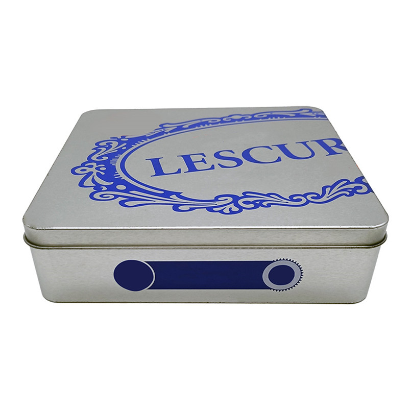 Custom Printing Recycle Tinplate Food Grade Square Silver Small Cookie Tins Box