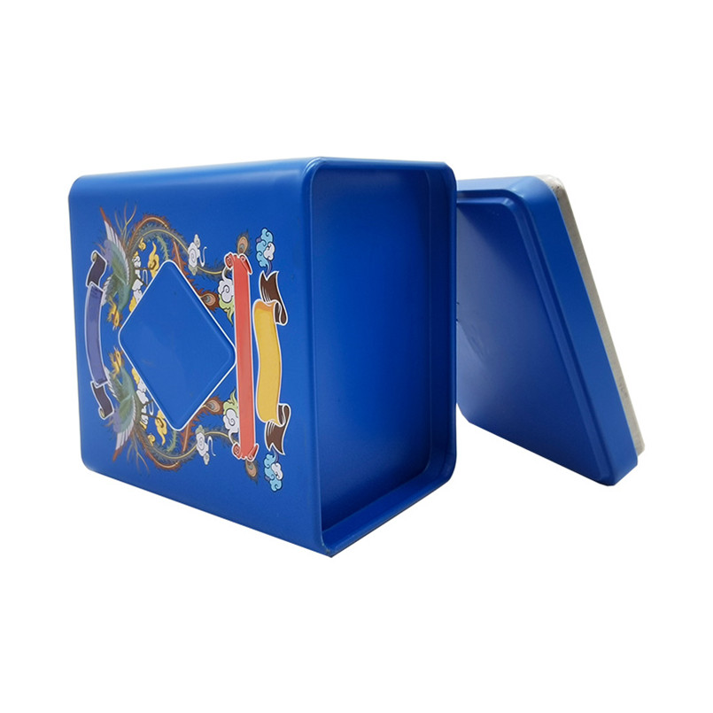 good quality Rectangular Bright Blue Color Customized Unique Empty Tin Box for Tea Packing wholesale