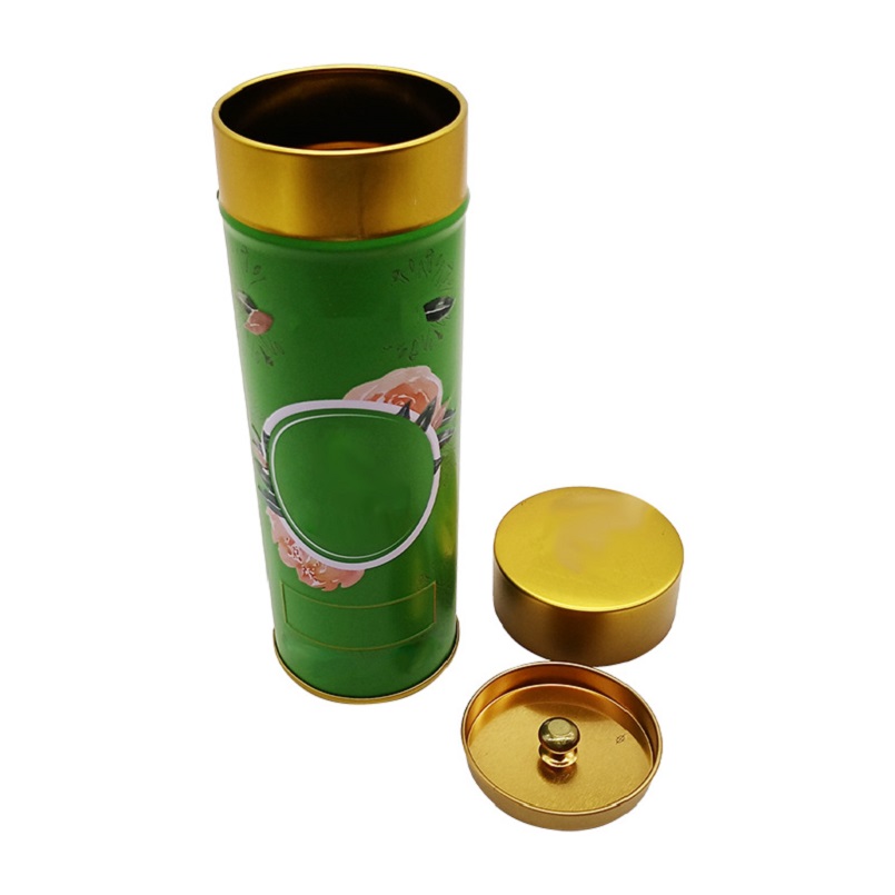 Wholesale Recycled Tinplate Double Lids Sealing Customized Printed Tall Tea Tin Boxes