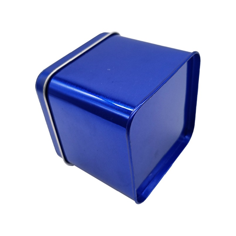 OEM Fashionable Blue Color Recycled Food Safe Metal Cookie Small Square Tin Box