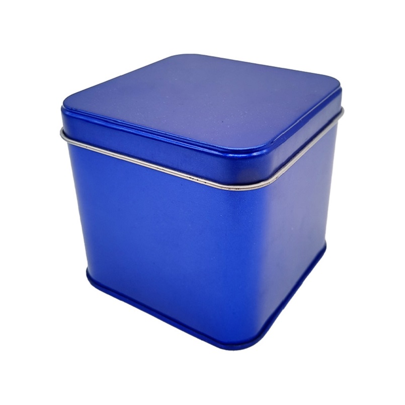 good quality OEM Fashionable Blue Color Recycled Food Safe Metal Cookie Small Square Tin Box wholesale