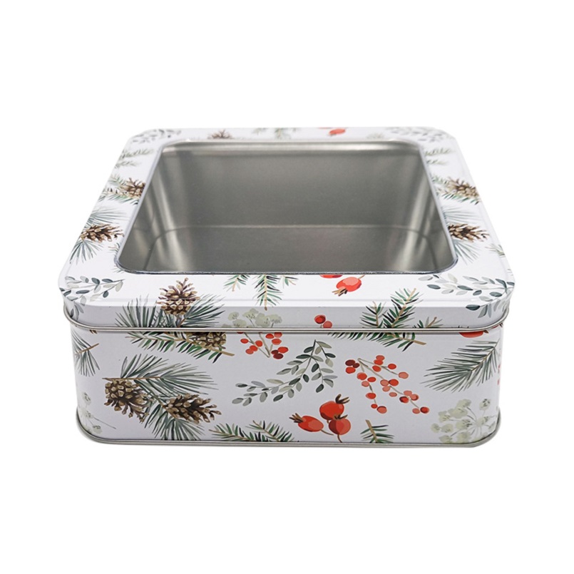 good quality Factory Supplier Best Selling Custom Print Airtight Window Square Cookie Tin Box wholesale