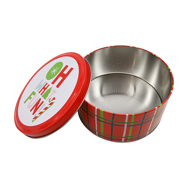 good quality Custom Christmas Santa With Food Grade Round Tin Box Cookies Tin Box Metal Tin Can wholesale