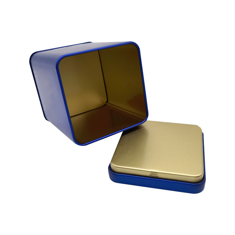 High Quality Tinplate Customized Stylish Small Size Blue Square Can Tin for Tea