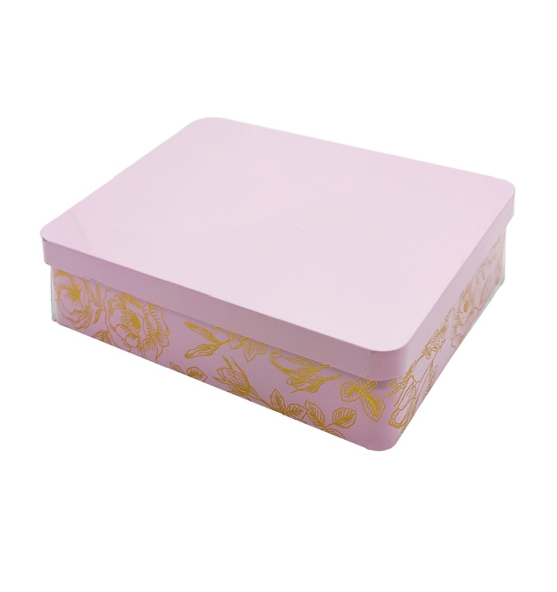 good quality Minimalist Design Tinplate Rectangular Pink Tin Storage Boxes for Cosmetic wholesale