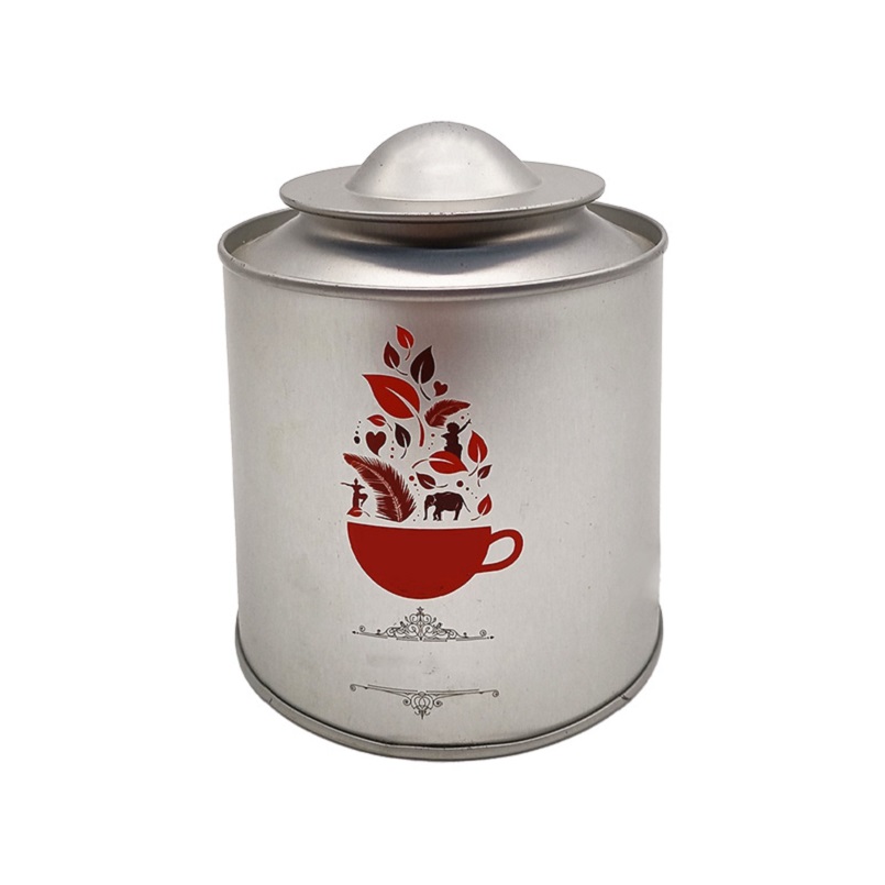 Festival Design Printing Round Recycled Tinplate Silver Decorative Tea Tins