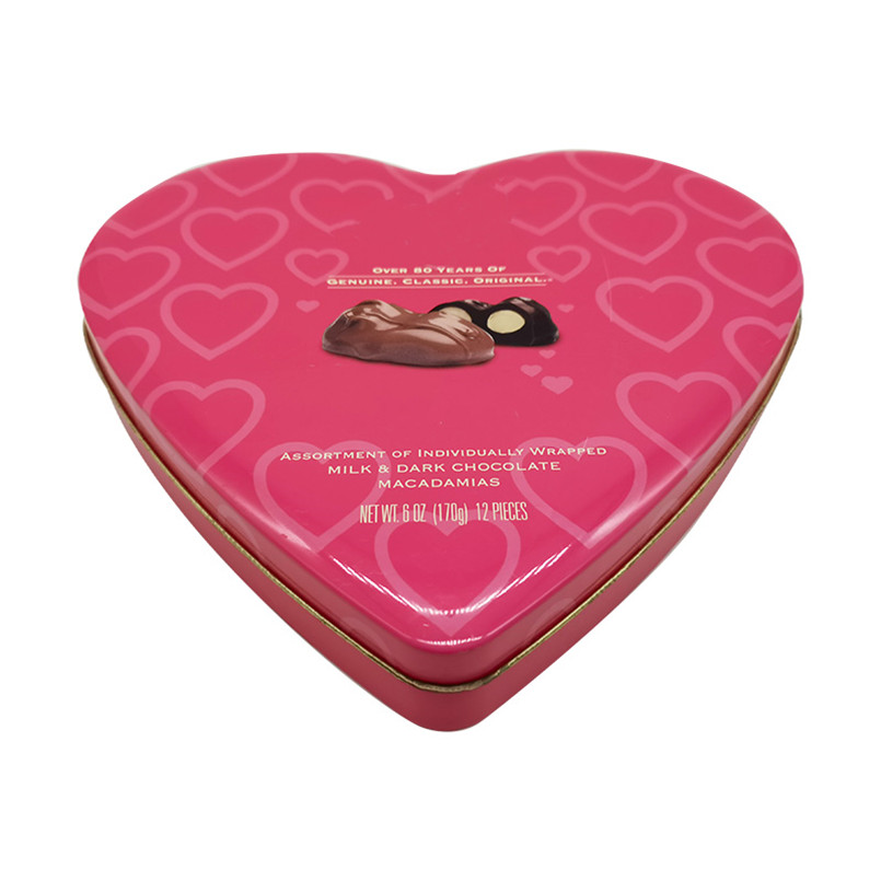 Hot Sale Colored Tin Packing Airtight Metal Heart Shape Box for Sweets