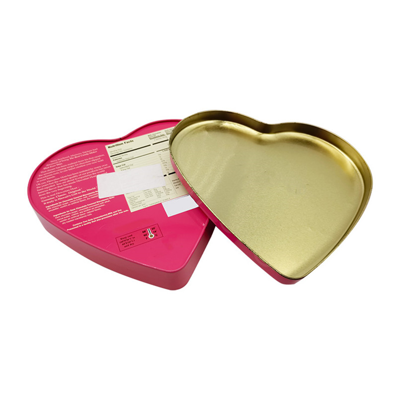 Hot Sale Colored Tin Packing Airtight Metal Heart Shape Box for Sweets